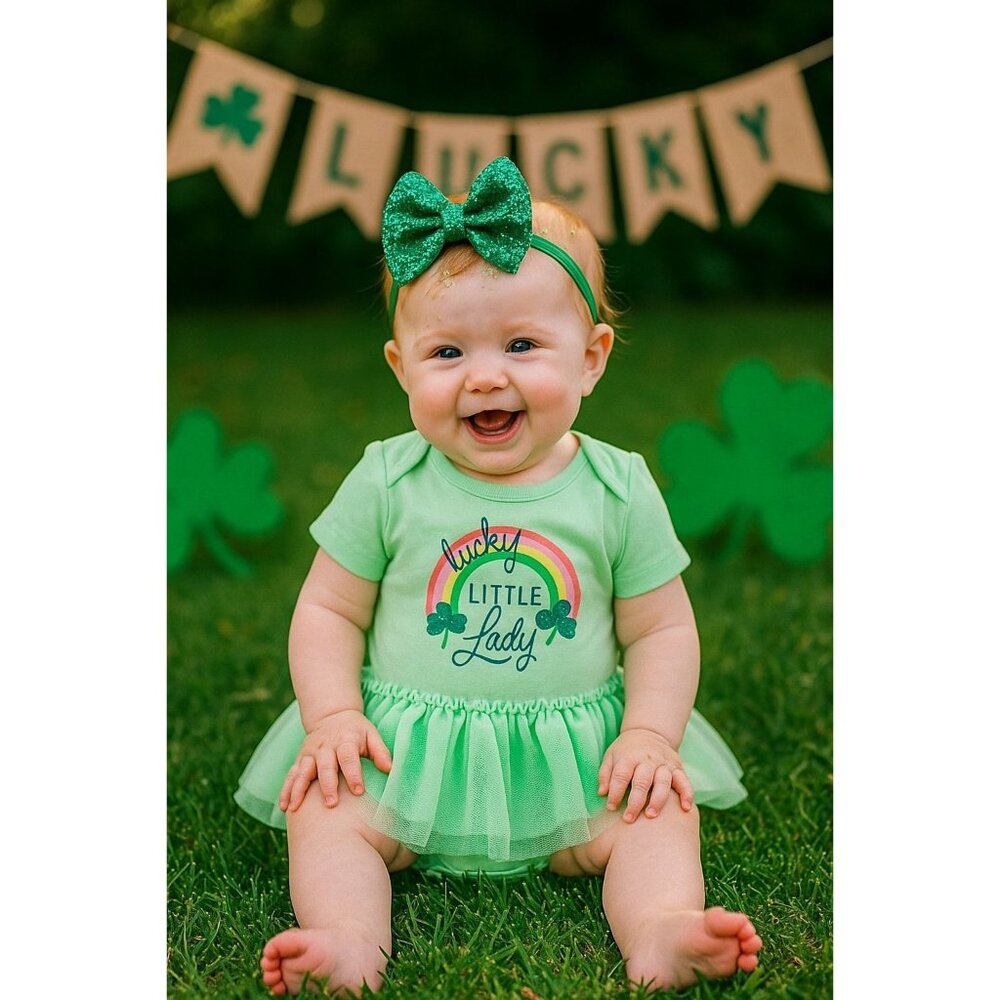 Cat & Jack Bodysuit Lucky Little Lady St. Patricks Tutu Outfit Holiday Fun